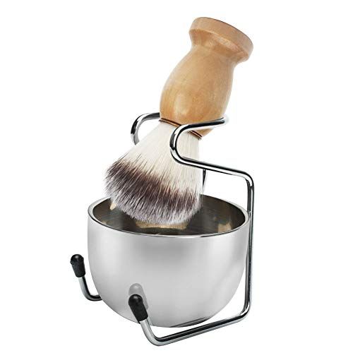 Kit de rasage luxe avec blaireau et support en acier pour barbus élégants