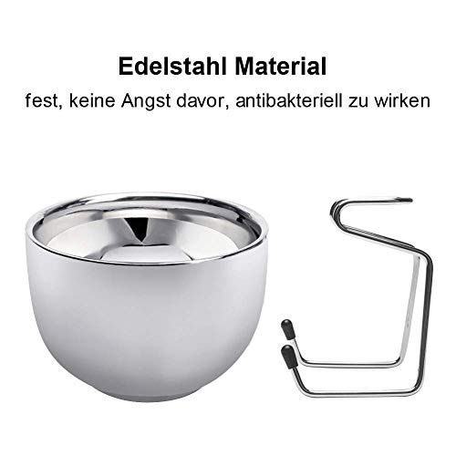 Kit de rasage élégant avec blaireau, bol et support en acier inoxydable, cadeau parfait pour une expérience de soin luxueuse.