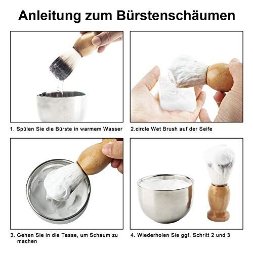 Kit de rasage élégant avec blaireau, bol et support en acier inoxydable, cadeau parfait pour une expérience de soin luxueuse.
