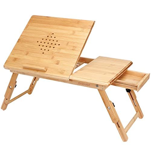 Plateau inclinable en bois pour ordinateur portable et petit déjeuner