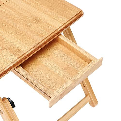 Table de lit pliable pour PC portable - Casaria, confortable, pratique, ajustable, adaptabilité, plateau inclinable, rangement, circulation d'air, cadeau idéal