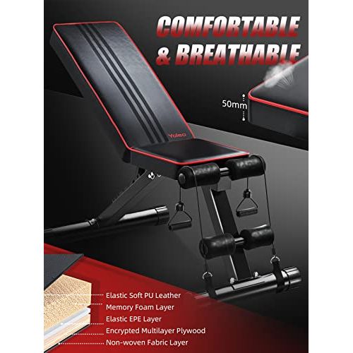 Banc de musculation pliant avec plusieurs positions réglables pour un entraînement polyvalent et confortable.