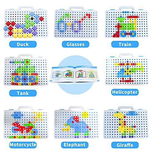 Puzzle Enfant 3D Mosaique avec Perceuse Tournevis Jouet Enfant 3 Ans Garcon  Fille,Jeu de Construction Montessori Loisirs Creatifs Bloc Construction  Motricite Fine Cadeau Enfant 3 4 5 6 Ans