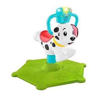 Jouet éducatif Fisher-Price Chien Tourni-Rebond, développe capacités motrices, cognition enfants 1 an, design stable, ludique, interactif, sécurisé.