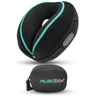 Oreiller de voyage ergonomique avec soutien à 360 degrés, idéal pour un confort optimal durant les trajets en avion, train ou voiture.