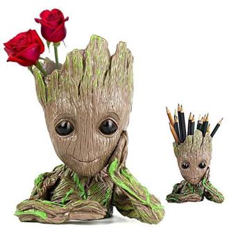 Pot de fleurs Bébé Groot multifonctionnel, Marvel, décoratif, pot à crayons, PVC durable, design original, drainage pour plantes, cadeau créatif, Gardiens de la galaxie.
