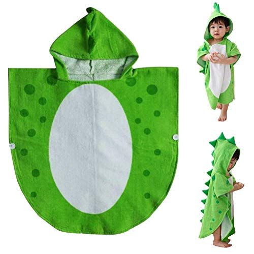 Peignoir dinosaure vert pour enfant avec capuche et détails réalistes