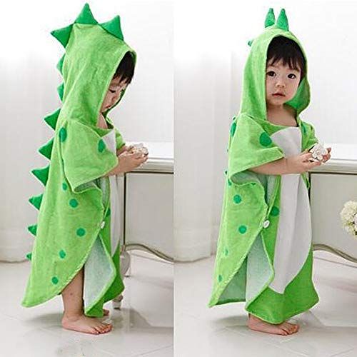 Peignoir dinosaure vert pour enfant avec capuche et détails réalistes