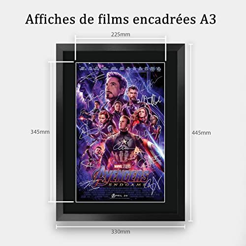 Affiche Avengers Endgame signée par les acteurs, cadre encadré A3 en polycarbonate noir - Idée cadeau originale pour fan !