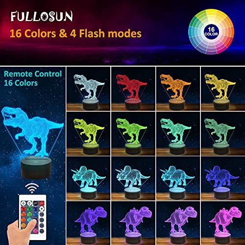 Veilleuse dinosaure 3D hologramme colorée pour enfants