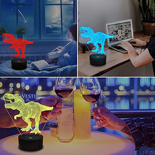 Veilleuse dinosaure 3D hologramme colorée pour enfants