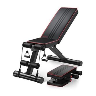 Banc de musculation pliant avec plusieurs positions réglables pour un entraînement polyvalent et confortable.