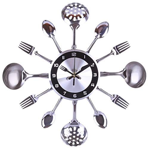 Horloge de cuisine originale avec cuillères et fourchettes pour une déco amusante