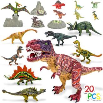 Lot de 20 jouets dinosaures réalistes pour enfants, figurines éducatives et robustes en ABS, stimulent imagination et créativité.