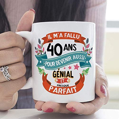 Mug coloré 40 ans avec message personnalisé et durable