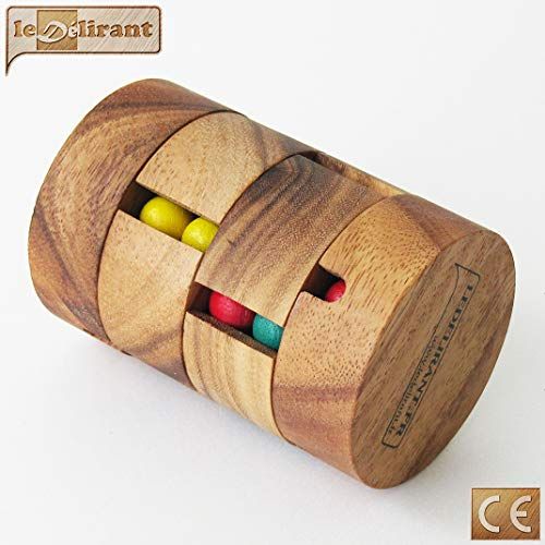 Casse-tête Revolve en bois, forme cylindrique, jeu de logique pour enfants et adultes, stimulant et éco-responsable, cadeau original dès 8 ans.