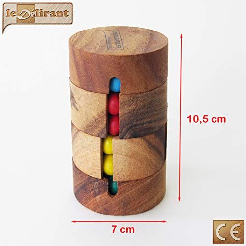Casse-tête Revolve en bois, forme cylindrique, jeu de logique pour enfants et adultes, stimulant et éco-responsable, cadeau original dès 8 ans.