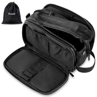 Trousse de toilette Elviros pour homme, robuste, étanche avec poches et design élégant.