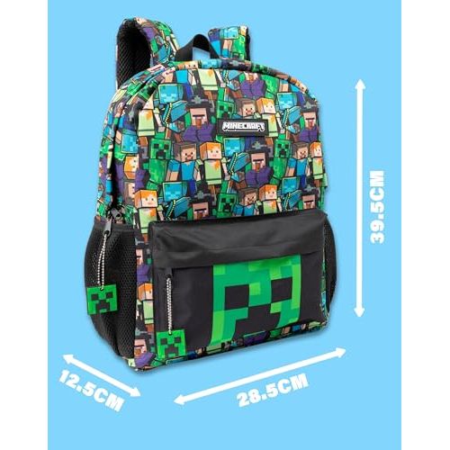 Sac à dos enfant Minecraft avec personnages Creeper, Zombie, Skeleton, Enderman. Cadeau parfait pour jeunes fans, alliant praticité et passion.