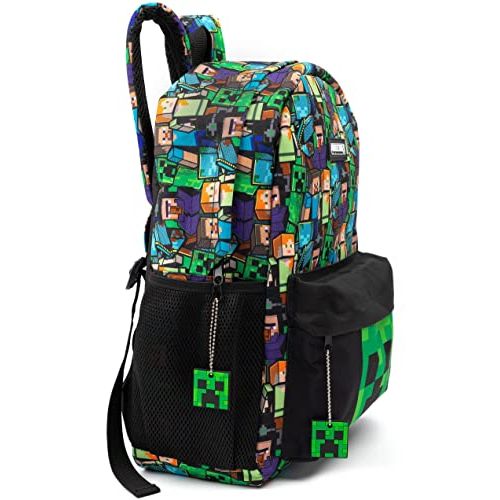 Sac à dos enfant Minecraft avec personnages Creeper, Zombie, Skeleton, Enderman. Cadeau parfait pour jeunes fans, alliant praticité et passion.