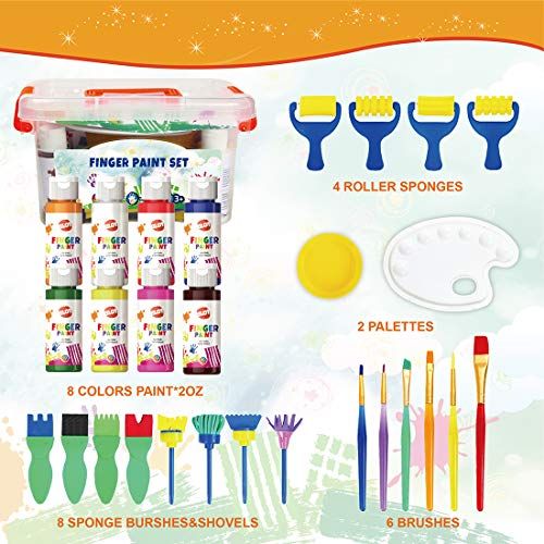 Kit de peinture au doigt lavable BLOT pour enfants 1-3 ans, 8 couleurs, non toxique, éducatif, portable, cadeau créatif.