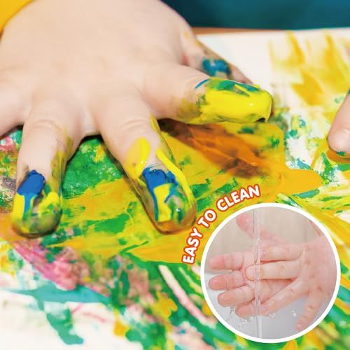 Kit de peinture au doigt lavable BLOT pour enfants 1-3 ans, 8 couleurs, non toxique, éducatif, portable, cadeau créatif.