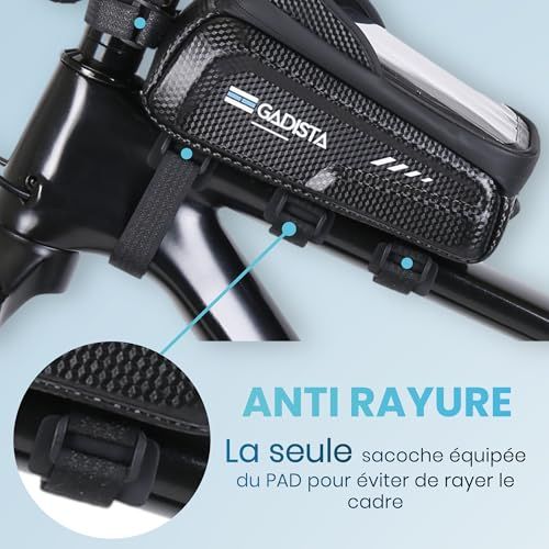 Sacoche vélo téléphone Gadista résistante à l'eau avec fixations velcro et écran tactile accessible