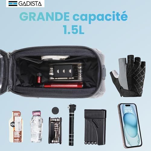 Sacoche vélo téléphone Gadista résistante à l'eau avec fixations velcro et écran tactile accessible