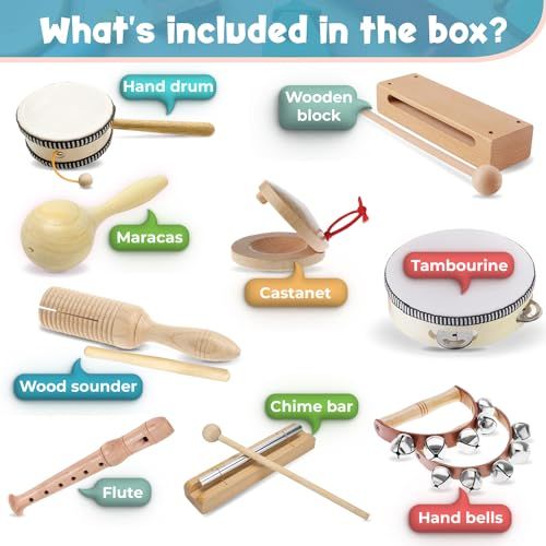kit percussion en bois Stoie's, instruments musicaux éducatifs et sécurisés