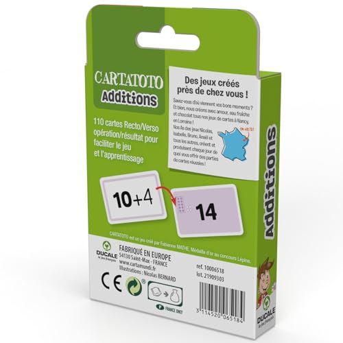 Jeu éducatif Cartatoto additions pour enfants, apprentissage des mathématiques amusant et interactif