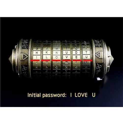Cryptex élégant inspiré de Léonard de Vinci, offrant mystère et intrigue pour emballer un cadeau personnel ou romantique.