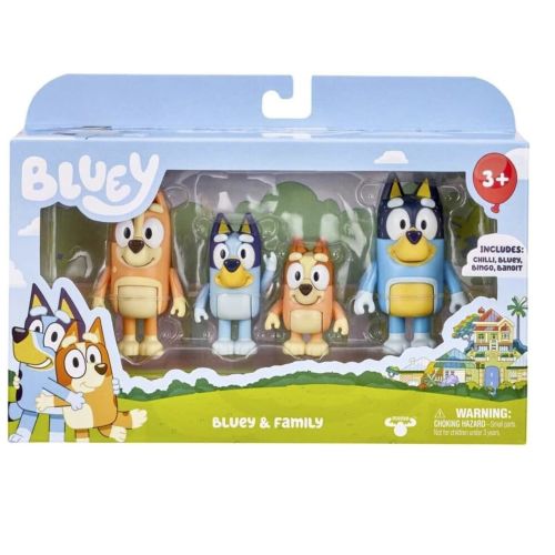 Coffret figurines articulées Bluey, idéal pour enfants 3-6 ans, stimule créativité et aventures magiques, cadeau parfait pour toutes occasions, facile à manipuler.