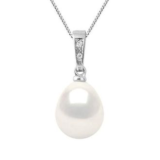Collier en argent avec perle et diamants, Pearls & Colors, élégance intemporelle, bijou de luxe, cadeau raffiné, chaîne en argent massif.