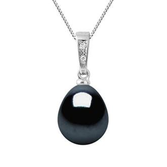 Collier Pearls & Colors argent avec perle Black Tahiti et diamants subtils