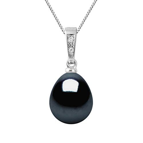 Collier Pearls & Colors argent avec perle Black Tahiti et diamants subtils