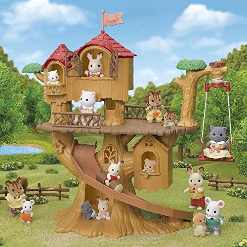 Jouet cabane dans les arbres Sylvanian avec balançoire et toboggan pour enfants