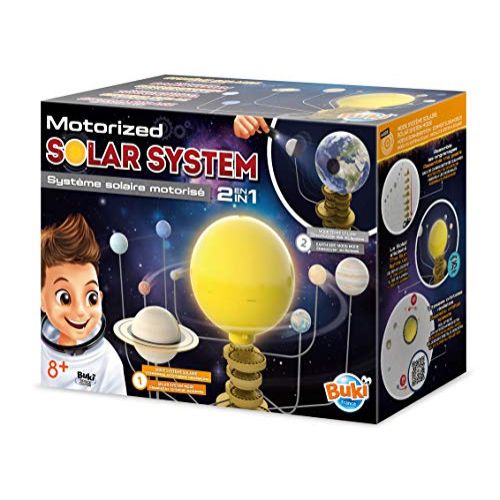 Système solaire Buki motorisé pour apprentis astronomes, cadeau interactif et éducatif 7-10 ans.