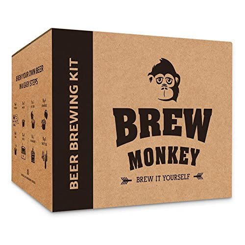Kit brassage bière Brew Monkey complet pour débutants et passionnés avec seau fermentation et ingrédients.