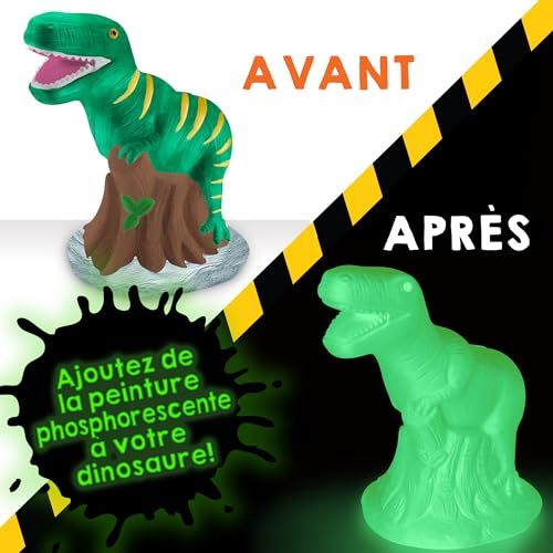 Kit de Loisirs Créatifs Dinosaures pour enfants, figurine T-Rex à peindre, 12 peintures, créativité et apprentissage ludique pour enfants 4-8 ans.