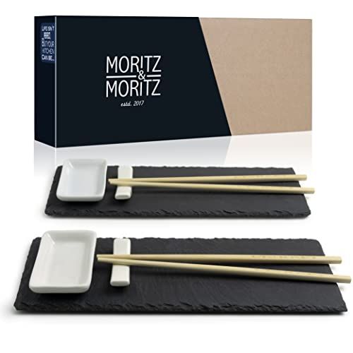Service à sushi Moritz & Moritz pour deux, design élégant, porcelaine et bois de santal, cadeau idéal amateurs cuisine japonaise.