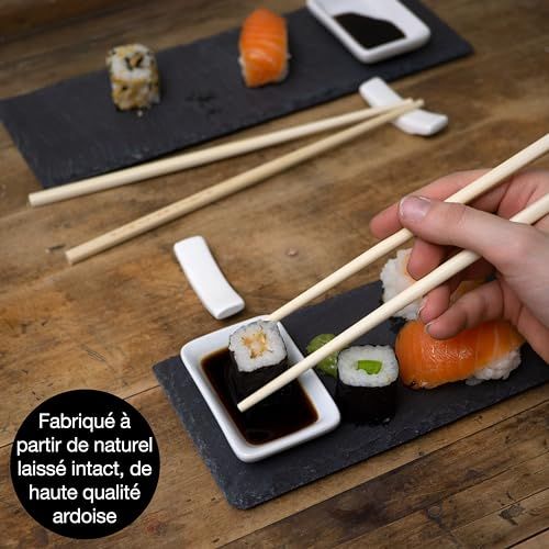 Service à sushi Moritz & Moritz pour deux, design élégant, porcelaine et bois de santal, cadeau idéal amateurs cuisine japonaise.