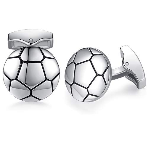 Boutons de manchettes en forme de ballon de football pour amateurs de mode et sport.