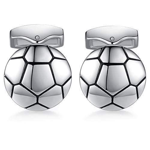 Boutons de manchettes en forme de ballon de football pour amateurs de mode et sport.