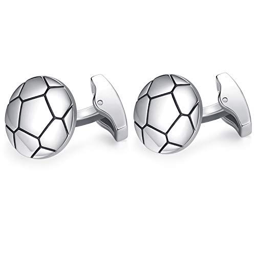 Boutons de manchettes en forme de ballon de football pour amateurs de mode et sport.