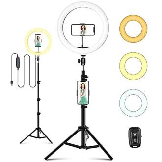 Ring Light avec Trépied, 10 pouces, LED réglables, cadeau idéal pour création de contenus, selfies, vidéos, maquillage, améliore l'éclairage et la créativité.