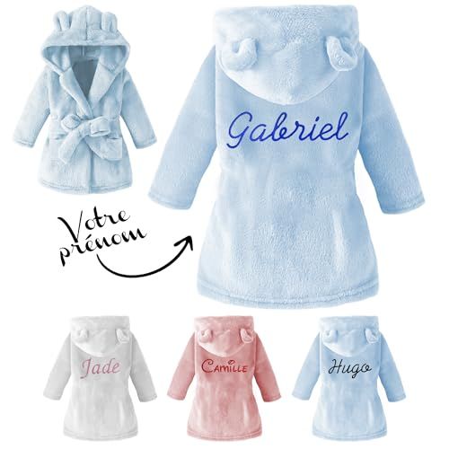 Peignoir bébé personnalisé, cadeau idéal naissance, doux et moelleux, souvenir unique avec broderie soignée