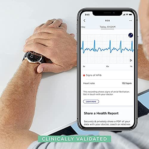 Smartwatch Withings haut de gamme avec électrocardiogramme et oxymètre intégré.