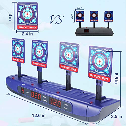 Cible électrique pour pistolets Nerf avec 4 modes de jeu, système de réinitialisation automatique et effets sonores réalistes.