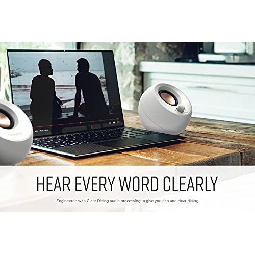 Haut-parleurs Creative Pebble V3 modernes avec clarté audio, connectivité USB-C et Bluetooth, idéaux pour bureau élégant