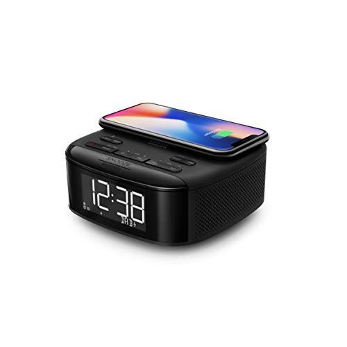Station d'accueil Philips iPhone avec chargeur Qi, radio-réveil DAB+ et design moderne